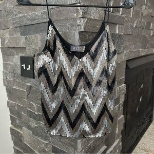 ASTR Sequin Chevron Tank Top
